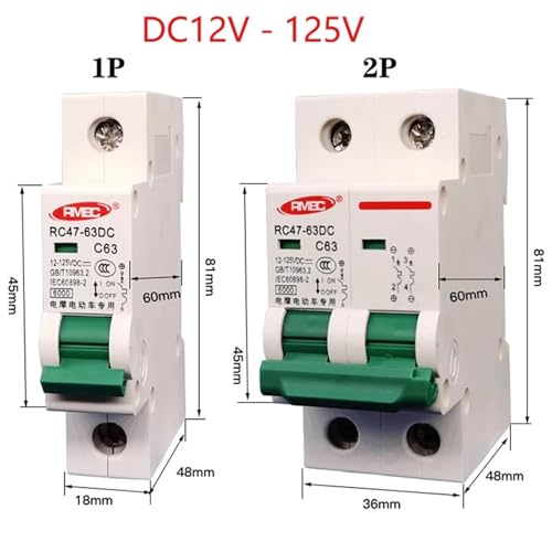 Disjoncteur DC 12V-125V haute capacité 2P 63A isolateur batterie - 2