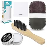 Flintronic 5-teiliges Schuhbürsten-Set, Bürsten mit Holzgriff, Reinigungstuch, Polierhandschuh, Radierer, zur Lederreinigung und zum Polieren von Stiefeln, Sitzen und Innenausstattung