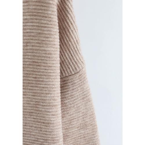CHICWISH Women's Linen/White/Grey Cozy Ribbed Long Sleeve Turtleneck Knit Top Pullover Sweater4