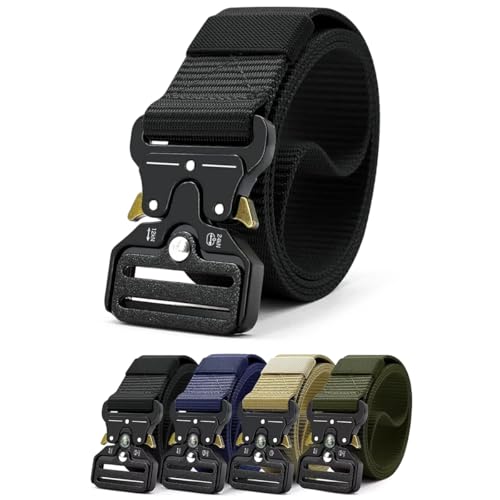 Cinto Masculino Militar Tático Premium Fivela Metal Engate Rápido Nylon Unisex Ajustável Resistente Tipo Policia Civil Exército Bope Guarda Nacional Bombeiro Modelo Americano Calça (PRETO)
