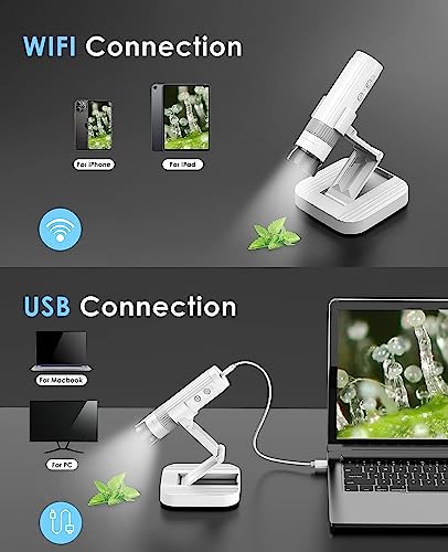 Image of ETZIN Wireless Digital Microscope [Easy and Fun] 50X-1000X 1080P HD WiFi Portable Handheld USB Trichome Mini Coin Microscope Camera Magnifier with Stand for iPhone iPad Android Phone & PC-‎EPL-992IM