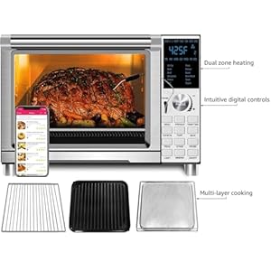 Nuwave bravo xl air fryer convection toaster oven countertop 112 in 1 smart grill combo with original flavors marks adjustable heating zones for pizza roast bake 50 500f stainless steel 30qt  urban country home decor