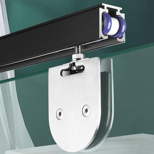 Riel para puerta corrediza, 40-158 pulgadas de largo, aleación de aluminio y vidrio, riel de puerta de paso de cierre suave para baño, lavandería