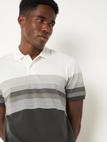 Image of Max Men's Half Sleeves Regular Fit Striped Polo T-Shirt