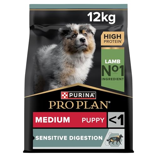 Pro Plan PURINA PRO PLAN Medium Puppy Sensitive Digestion, Welpenfutter trocken, reich an Lamm, 1er Pack (1 x 12 kg)
