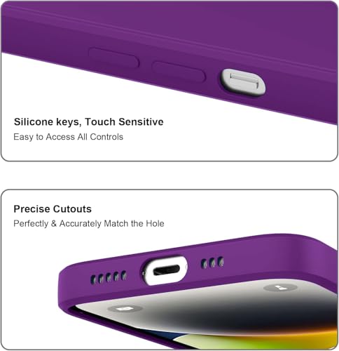 Image of DIZORO Microfiber Square Candy Case Compatible for iPhone 14 Plus, Shockproof Slim Back Cover Liquid Silicone Case (Grape)