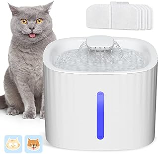 Cat Water Fountain,Nestling 3L Automatic Electric Flower Style Dispenser With LED Water Level Window,Super Quiet Drinking Fountain with 3 Pieces Replaceable Filter for Cats,Dogs,Multiple Pets