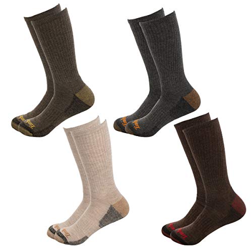 Timberland Men's 4-Pack Comfort Crew Socks, Brown