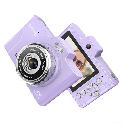 Retro-Studentenkamera, mit 48 MP Auflösung und 7,1 cm IPS-Bildschirm für Schüler und Kinder, Fotografie, unterstützt 2,5 K UHD-Video (lila)