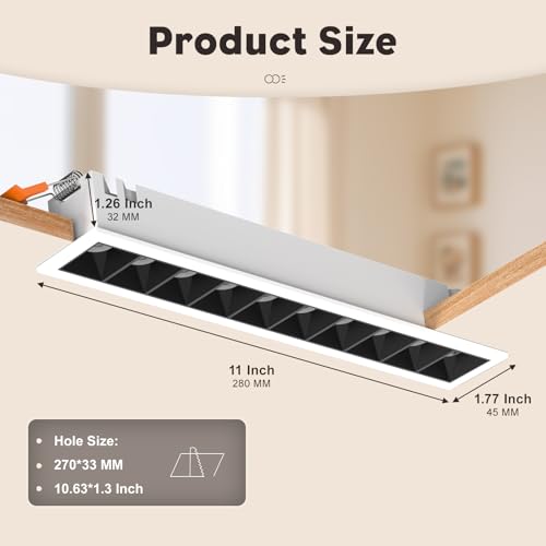 Image of 10W Linear LED Recessed Lighting, 3000K Warm White 750LM Spotlight Indoor, Downlight with Non-Dimmable Built-in Driver (Ra85 /30 /Inner Black with White Trim)