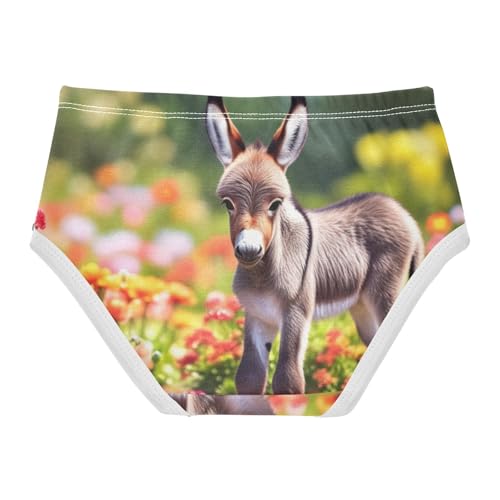 Cute Donkey Colorful Flower Field Toddler Girls Underwear 2t Cotton Panties for Girl Artistic Underpants Briefs2