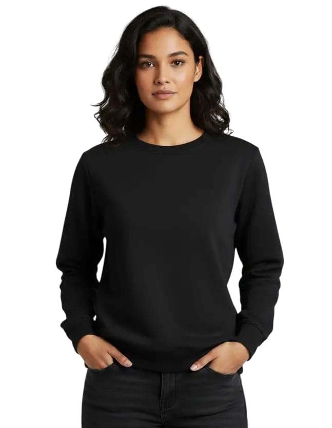 signature fit Women’s Solid Sweatshirt | Premium Cotton Blend Full Sleeve Round Neck Casual Wear | Regular Fit-picture-44