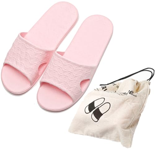 Anmerl Travel Slippers for Women and Men, Portable Foldable Slippers with Cotton Storage Bag, Soft Comfy Non-Slip Quick Dry House Bathroom Shower Shoes Spa Gym Swimming Beach Sandals