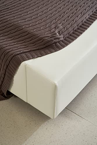 Greatime Queen Size Bed Frame, White Color, Modern Design Upholstered Platform Bed, No Box Spring Needed, Strong Wood Slats Support, Easy Assembly, Simple Classic Bed, White Bed #TOP5