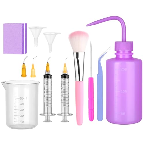 YXSJAS 10 Pcs Snow Globe Tumbler Supplies Snowglobe Tumbler Supplies Kit Including Squeeze Bottle Tweezers Funnels Measuring Cup Craft Awl Buffer Brush for Glitter Snowglobe Tumblers Craft Cup Making