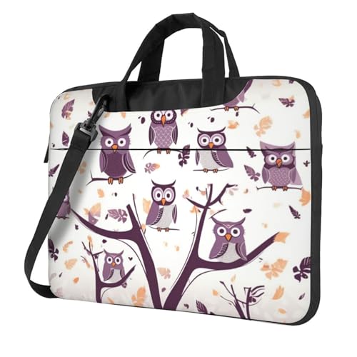 Sacoche ordinateur portable avec hibou et poignée, sac à bandoulière