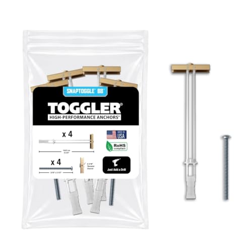 TOGGLER SNAPTOGGLE Drywall Anchors with 1/4-20 Bolts, 4 Pack