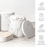 ZCCZ White Bathroom Accessory Set 6 Pieces - Organiser With Toothbrush Holder, Lotion Soap Dispenser, Vanity Tray and 2 Q-tip Holders - Modern Decor Accessories - Image 6