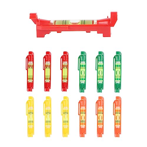 RUNEAY - Niveles, Herramientas Albañil, Nivel de burbuja pequeño (12 unidades, con ganchos preformados, para albañilería, fontaneros, desagües y azulejos)