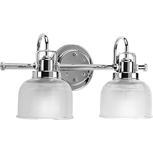 Archie Collection 2-Light Clear Double Prismatic Glass Coastal Bath Vanity Light Polished Chrome