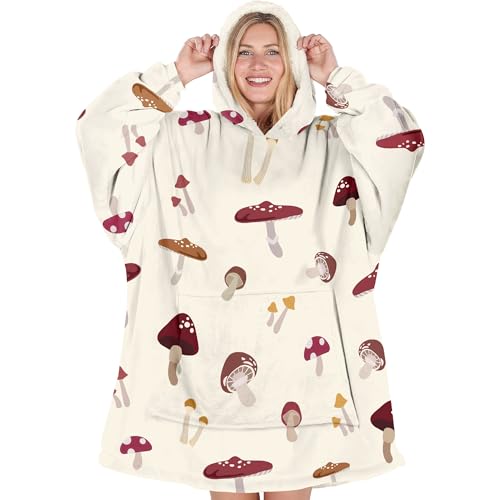Warmstorey Mushroom Blanket Hoodies - Mushroom Lover Gift Oodie - Mom Wife Mothers Day Gift Ideas - Wife Cozy Gift Thoughtful Gift from Daughter or Son Soft and Warm Blanket for Mommy