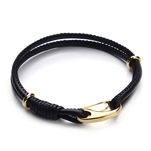 Ibralet Pulsera De Cuero para Hombre, Joyería De Moda Mujer Encanto Pulseras De Piel Doble Capa De Aleación Cierre Badanas Artesanales Brazaletes Pulsera Brillante Festival De Accesorios Par Pre