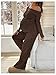 MakeMeChic Women's Maternity 2 Piece Outfits Off The Shoulder Tops and Wide Leg Pants Pregnancy Set Coffee Brown Large