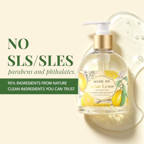 Image of ROMIIE ZOI Liquid Hand Soap, Lemon, 260ml /8.7fl.oz | With Gift Box, Gentle cleansing, nourishes skin without drying
