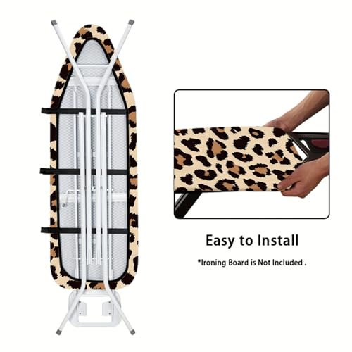 Image of Nuxovilar Leopard Print Ironing Board Cover 15x54 Polyester | Iron Pad Scorch Guard laundry helper protective board shield home laundry room craft studio (Leopard)