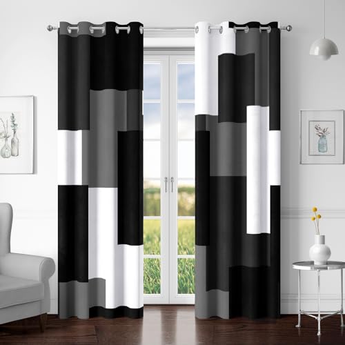 Tyrot Black Grey 100% Blackout Curtains for Bedroom 72 inch