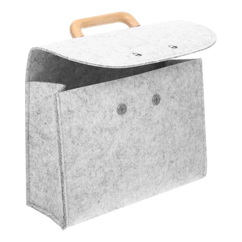 Bolso de mano de fieltro con asa de madera que protege tus archivos de forma práctica