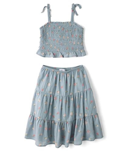 Image of The Children's Place Girls' Smocked Top and Skirt 2 Piece Set