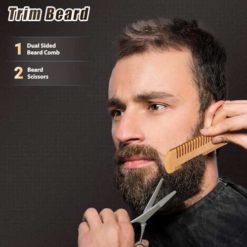 Beard Brush Beard Comb Set for Men Dad: Beard Care Kit Mens Gifts, Natural Boar Bristle Brush Pear Wood Comb, Great for Travel Facial Hair Grooming as a Styling Tool, Growth, Detangles, Shine - Image 5