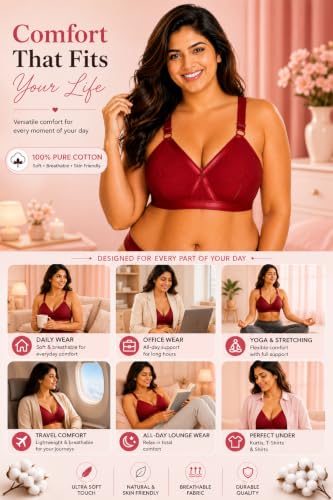 Image of SONA Perfecto Plus Size Cotton Full Coverage Bra for Women Heavy Bust