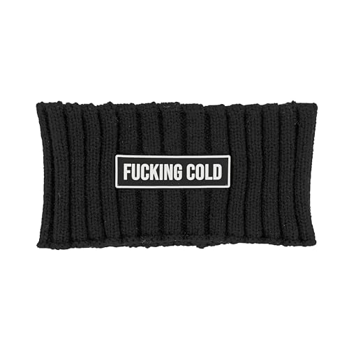 Fisura – Diadema de mujer original “fucking cold”. Diadema de mujer invierno negra. Turbante banda de acrílico. Accesorio de pelo para mujer original.