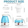 BIZOI Faltbarer Wasserkocher, 600ml Faltbarer Reisewasserkocher mit 2 Faltbecher, Bürste und Aufbewahrungstasche, Silikon Tragbarer Wasserkessel mit Edelstahlboden für Camping Reise Outdoor #1