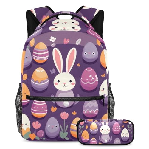 Sac d'école polyvalent violet avec trousse ergonomique pour ados