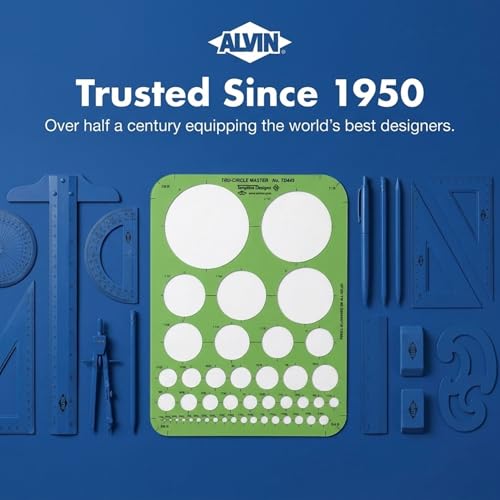 Image of Alvin, Circle Guide Template, 44 Circles, 7 inches x 9.25 inches x .030 inches