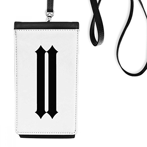 Sac téléphone en faux cuir noir avec deux chiffres romains pour smartphone