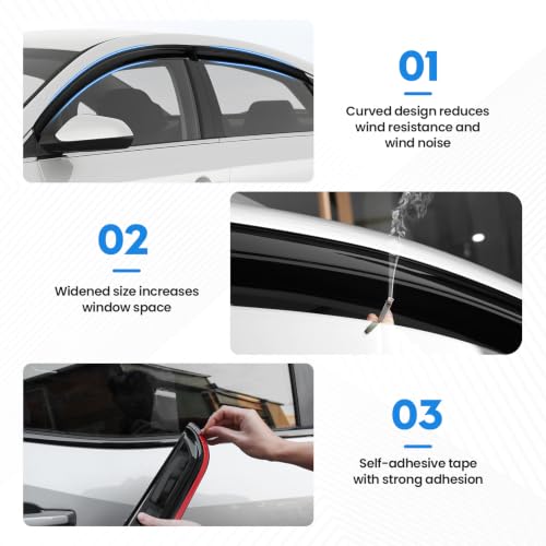 Image of Sonata Rain Guards - Window Visors for Hyundai Sonata 2015-2019, Out-Channel Side Window Rain Guards for Sonata Accessories, 4PCS, Black, Car Accessories
