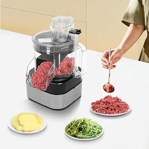 Commercial Food Processor, 600W Electric Vegetable Dicer Chopper, 5 in 1 Professional Veggie Shredder Multifunctional Meat Grinder Blender for Dicing, Shredding, Slicing, Grinding