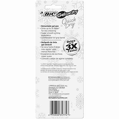 Image of BIC Gel-ocity Quick Dry Retractable Gel Pen, Assorted, 3 Pack