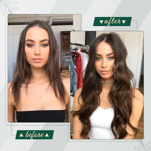 RUNATURE Weft Hair Extensions Real Human Hair Brown Sew in Hair Extensions Human Hair Brown Invisible Double Weft Hair 100g/Pack 20 Inch #4 - Image 2