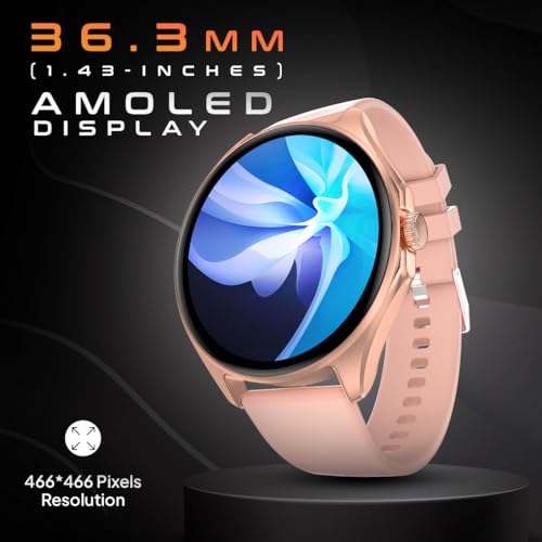 Image of Fire-Boltt Apollo 2 Smartwatch 36.3mm (1.43 inch) AMOLED Display, Bluetooth Calling, 100+ Sports Modes, Voice Assistant, Health Suite, IP67 Water Resistant, Smart Notifications. (Pink)