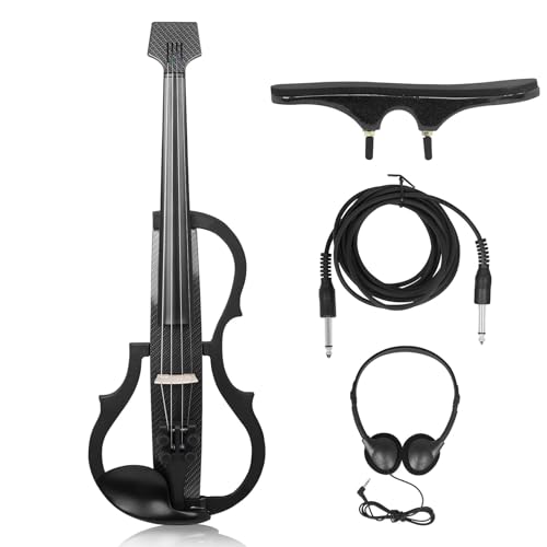 Silent Electric Violin Professional - Premium Carbon Fiber and ABS 4/4 Full Size Electric Fiddle with Pickup for Adult Teenagers (Textured Black)