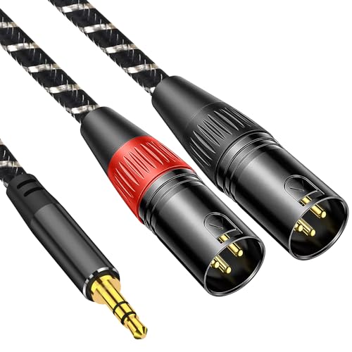 3.5mm to xlr×2,1M Muchfox 2xlr 3.5mm 変換,3. 5mm to 2XL R (オス) マイクケーブル 3. 5mm trs to xl rオス変換ケーブル 3 .5m m (1/8 Inch) ステレオ(オ ス) to X LR (オ ス)変換ケーブルの画像