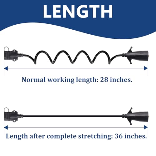 Image of 7 Pin to 5 Pin Trailer Light Adapter 7 Way Blade to 5 Way Flat Trailer Plug Adapter, 7 Way to 5 Way Trailer Coiled Wiring Adapter Trailer Connectors for RV Truck 5 FT(60 inches)