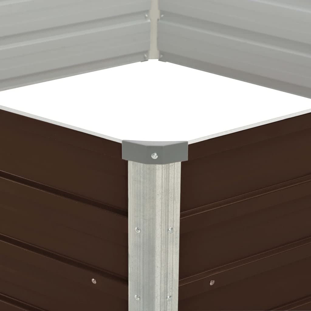 Gartenregal Kräuterbeet Pflanztisch Balkonschrank Hochbeet Braun 129 x 129 x 46 cm Verzinkter Stahl Ideale Lösung für platzsparendes Gärtnern und gesunde Pflanzen