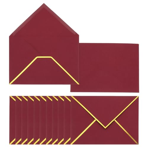 Sobres A7 burdeos con borde dorado PATIKIL de 120 unidades para invitaciones de boda de 5x7 pulgadas
