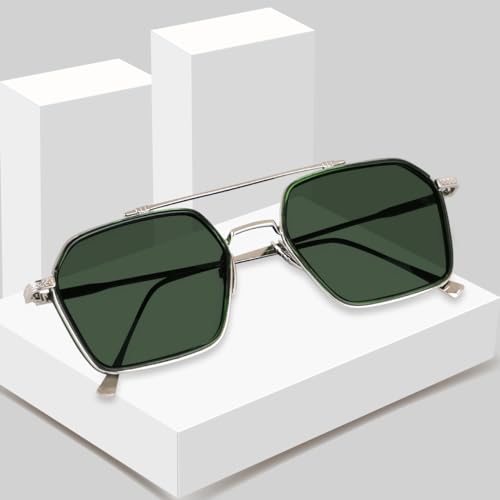 Image of CREEK Unisex Full Rim Hexagonal Branded and Stylish Sunglasses | 100% UV Protected | Men & Women | Medium | CH S1145-Pack of 1